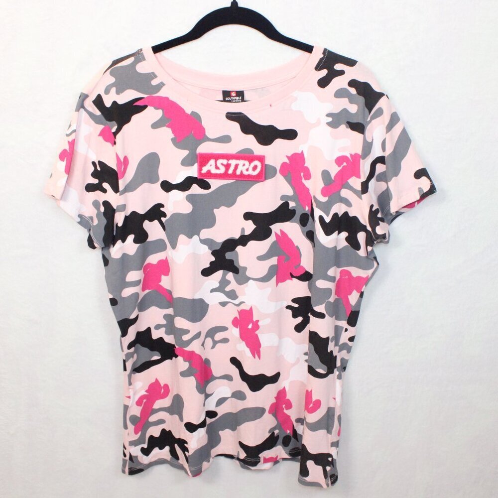 Women’s ASTRO Pink Camo Graphic Y2K T-Shirt Size Medium Streetwear Urban Style